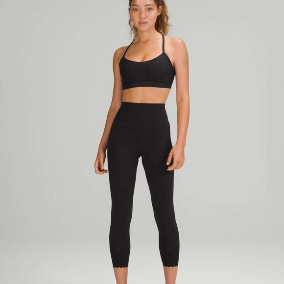 Worn 1x! Lululemon Align Scalloped Hem High-Rise leggings / tight / Crop (Black) - Picture 1 of 12